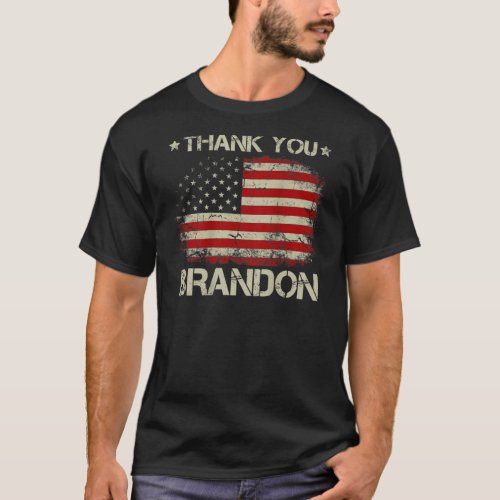 Vintage American Flag Political Thank You Brandon T_Shirt