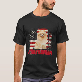 Vintage American Flag Pomeranian Dog Lover T-Shirt