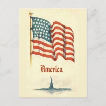Vintage American Flag Postcard by vintageamerican at Zazzle