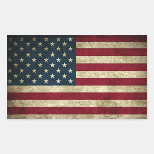 Vintage American Flag Print Rectangular Sticker