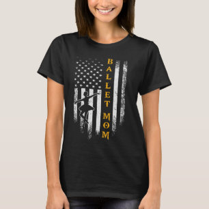 Vintage American Flag Proud Ballet Mom Ballerina S T-Shirt