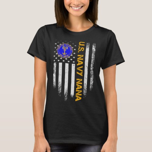 Vintage American Flag Proud US Navy Nana Veteran M T_Shirt