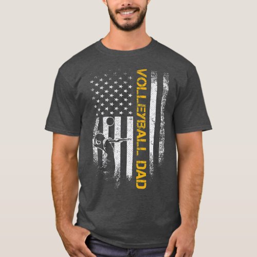 Vintage  American Flag Proud Volleyball Dad T_Shirt