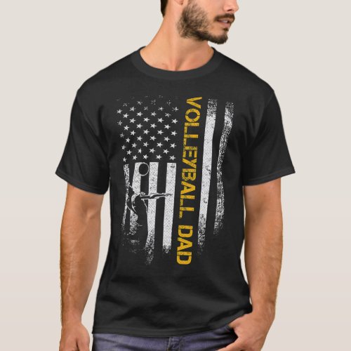 Vintage  American Flag Proud Volleyball Dad T_Shirt