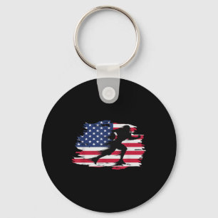 Vintage American Flag Quarterback Football Keychain