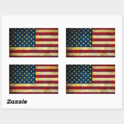 Vintage American Flag Rectangular Sticker | Zazzle