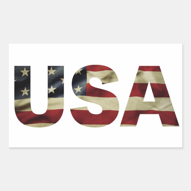 Vintage American Flag Rectangular Sticker (Front)