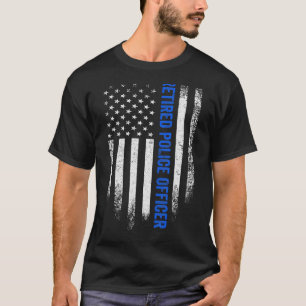 Vintage American Flag Retired Police Officer Funny T-Shirt