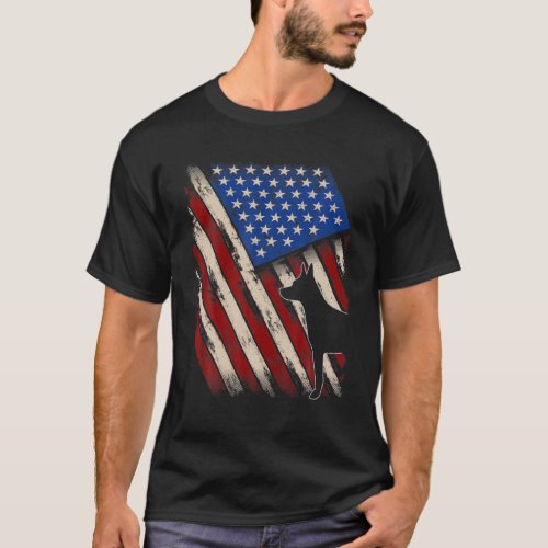 Vintage American Flag Retro Rat Terrier Dog 4Th Of T_Shirt