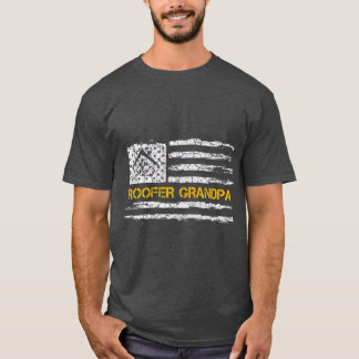 Vintage American Flag Roofer Grandpa Roofing T-Shirt