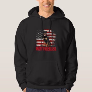 Vintage American Flag Rottweiler Dog Hoodie