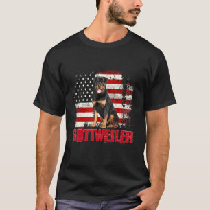 Vintage American Flag Rottweiler Dog T-Shirt