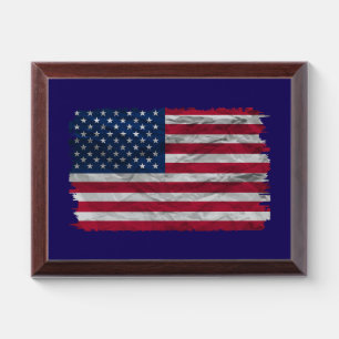 Vintage American Flag Rustic Wooden Wall Award