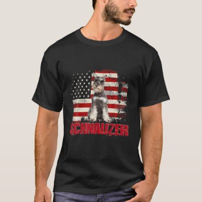 Vintage American Flag Schnauzer Dog Lover T-Shirt