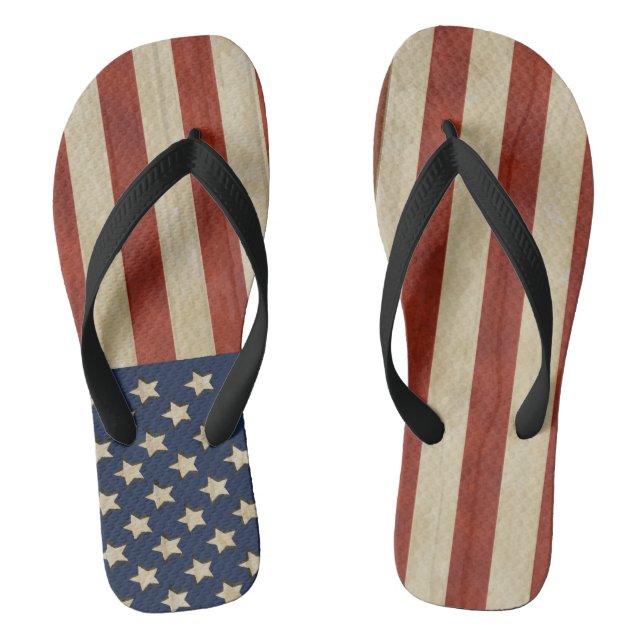 Vintage American Flag Simply American Flip Flops (Footbed)