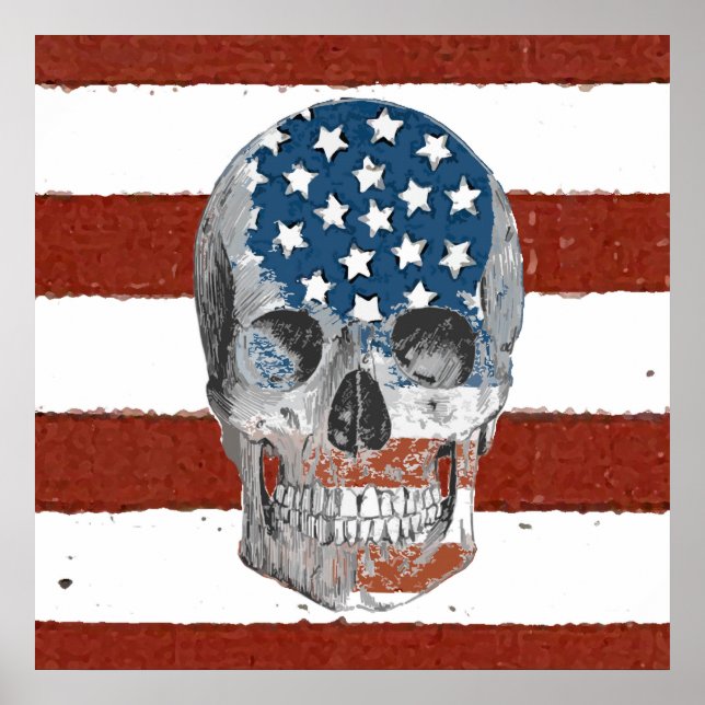 Vintage American Flag Skull Poster (Front)