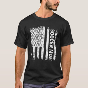 Vintage American Flag Soccer Mom Football Fans Wom T-Shirt