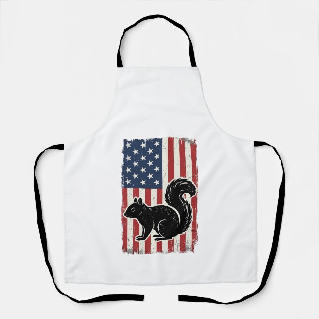 Vintage American Flag Squirrel Patriotic Shirt Des Apron (Front)