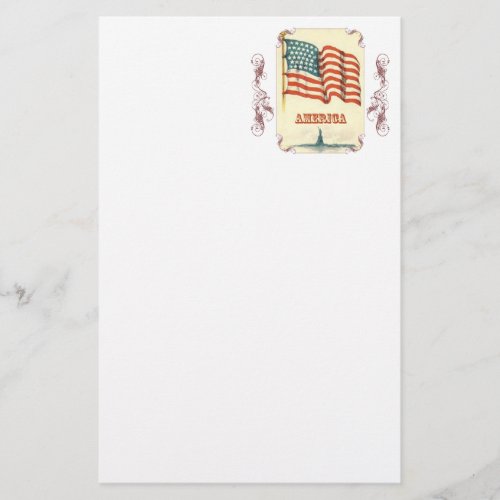 Vintage American Flag Stationery