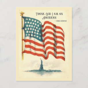 Vintage American Flag Statue of Liberty Blank Postcard