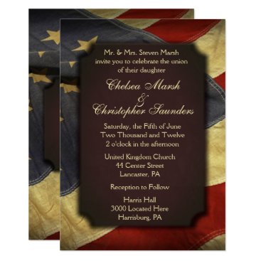 Vintage American Flag Text Wedding Invitations Vintage American Flag Text Wedding Invitations
