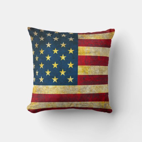 Vintage American Flag Throw Pillow