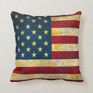 Vintage American Flag Throw Pillow