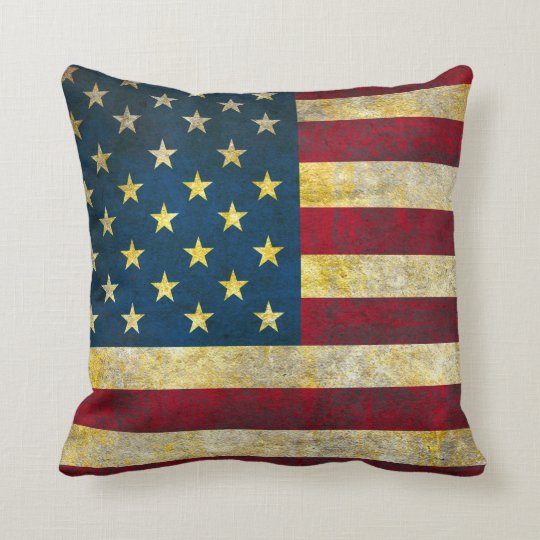 Vintage American Flag Throw Pillow