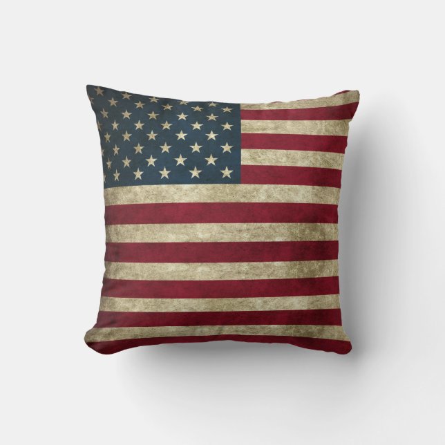 Vintage American Flag Throw Pillow (Front)