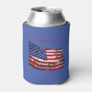 Vintage American Flag Thunder_Cove Can Cooler