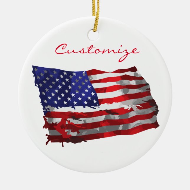 Vintage American Flag Thunder_Cove Ceramic Ornament (Front)