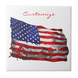 Vintage American Flag Thunder_Cove Ceramic Tile