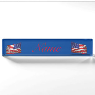 Vintage American Flag Thunder_Cove Desk Name Plate