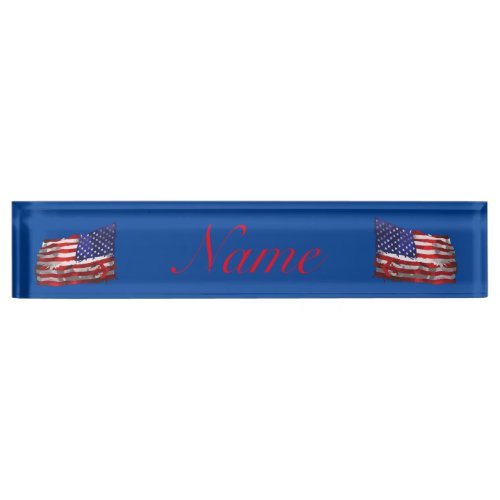 Vintage American Flag Thunder_Cove Desk Name Plate