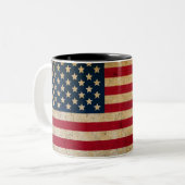 Vintage American Flag Two-Tone Coffee Mug (Front Left)