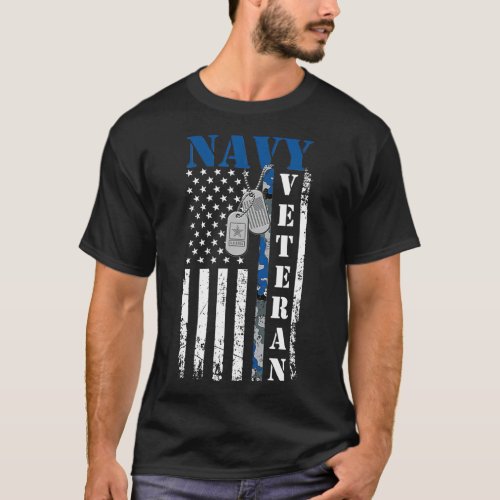 Vintage American Flag US Navy Military Veterans Da T_Shirt
