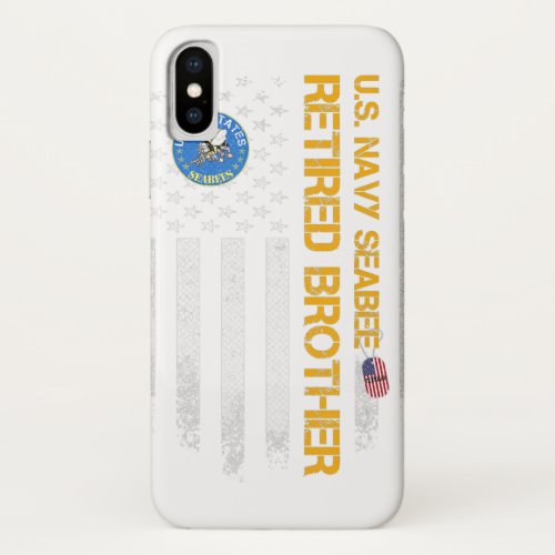 Vintage American Flag US Navy Seabee Proud Gift iPhone X Case