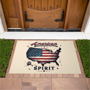 Vintage American Flag USA Map Distressed Art Doormat