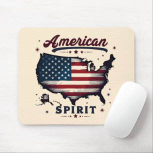 Vintage American Flag USA Map Distressed Art Mouse Pad