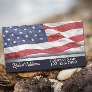Vintage American Flag Veteran Patriotic  Business Card