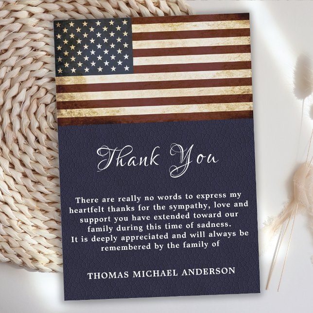 Vintage American Flag Veteran Patriotic Funeral Thank You Card (Creator Uploaded)