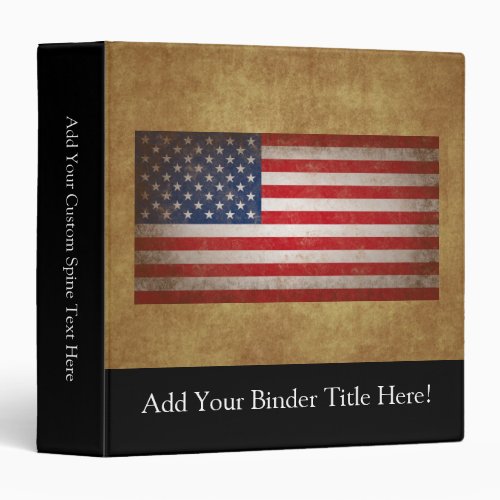 Vintage American Flag wCustom Text Binder