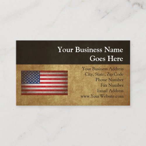 Vintage American Flag wCustom Text Business Card