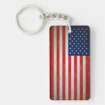 Vintage American Flag w/Custom Text Keychain