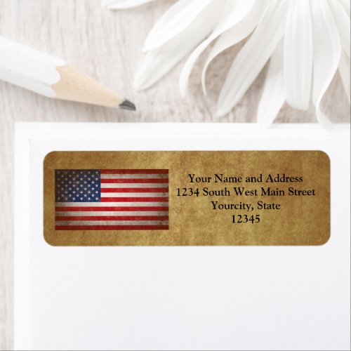 Vintage American Flag wCustom Text Label