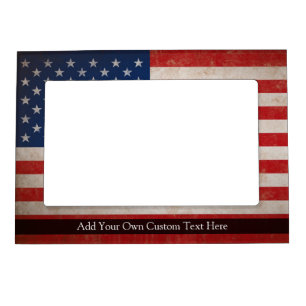 Vintage American Flag w/Custom Text Magnetic Frame