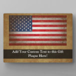 Vintage American Flag w/Custom Text Plaque