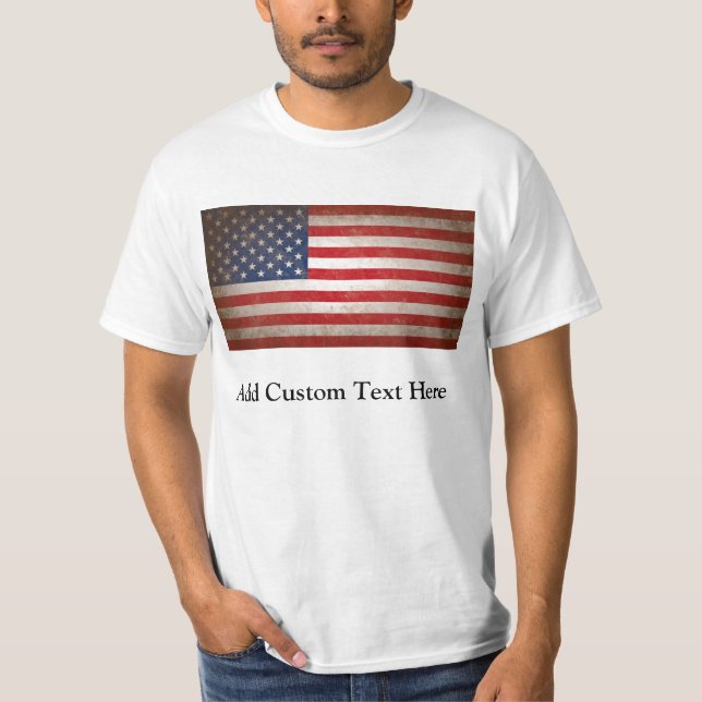 Vintage American Flag w/Custom Text T-Shirt (Front)