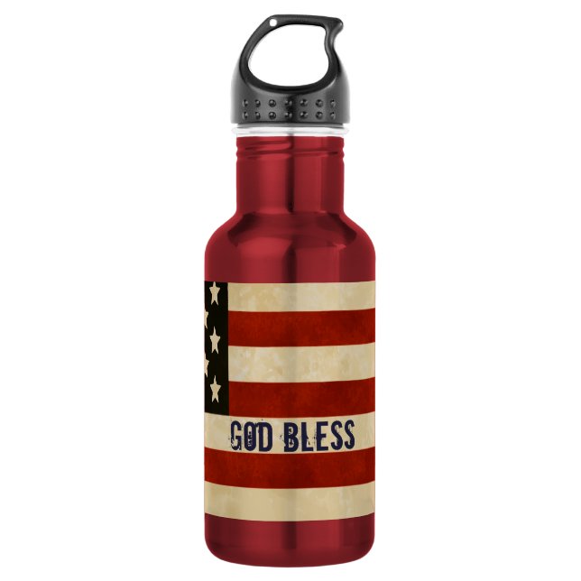 Vintage American Flag Water Bottle (Front)