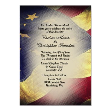 Vintage American Flag Wedding Invitation Vintage American Flag Wedding Invitation